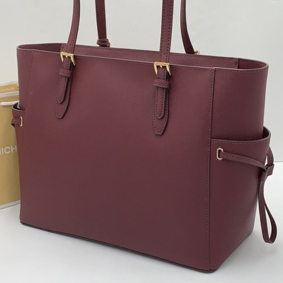 Michael Kors Gilly Large Drawstring Travel Tote Leather Oxblood Color - Picture 15 of 16